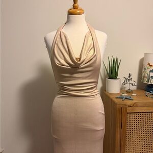 Elegant Cream Halter Dress